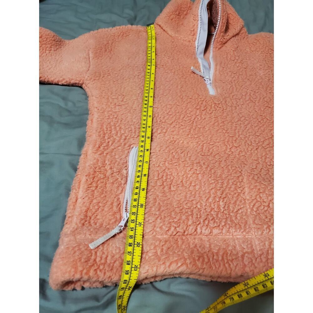 J.Crew Women’s Vintage Fleece Pullover XXS Coral Pink Sherpa Half Zip FA19 - Picture 12 of 13